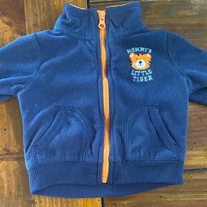Navy Blue Kids Jacket with Orange Accents